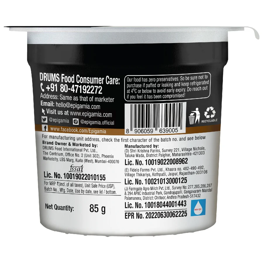 EPIGAMIA-Greek Yogurt with Oats & Seedmix - 85 gm