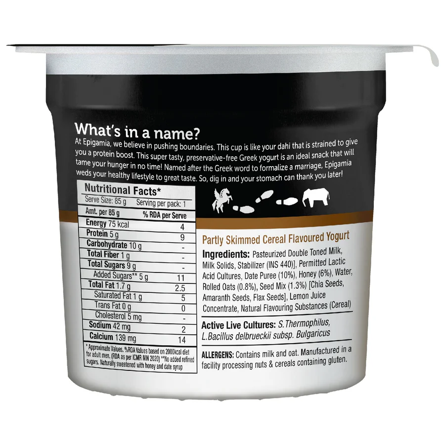 EPIGAMIA-Greek Yogurt with Oats & Seedmix - 85 gm